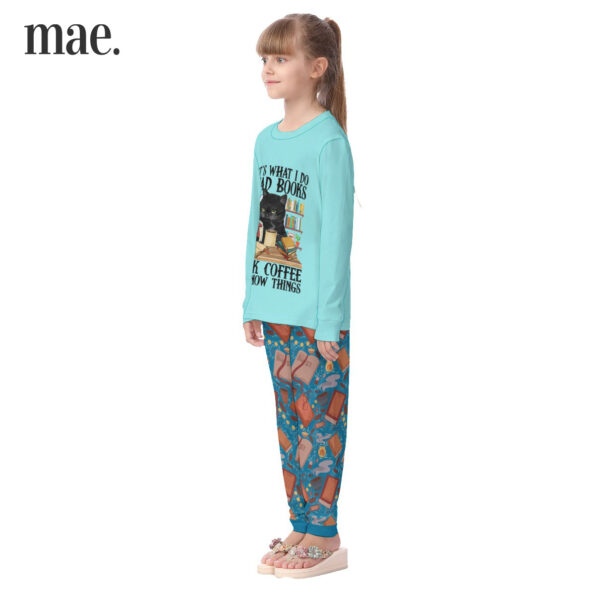 Black Cat And Book Blue Pajamas For Kids