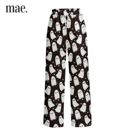 Boo Crew Halloween Pajama Pants With Wide Legs