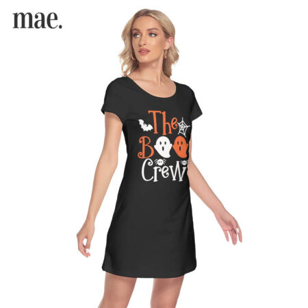 Boo Crew Halloween Short Sleeve Women Dress