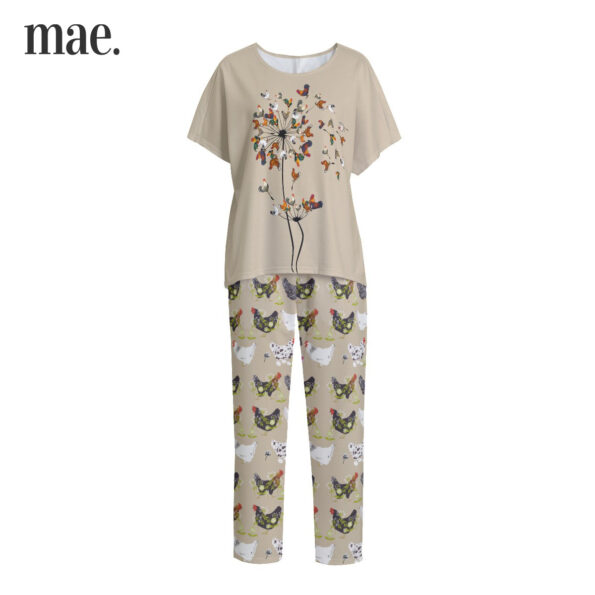 Chicken Flower Short Sleeve Pajamas For Women