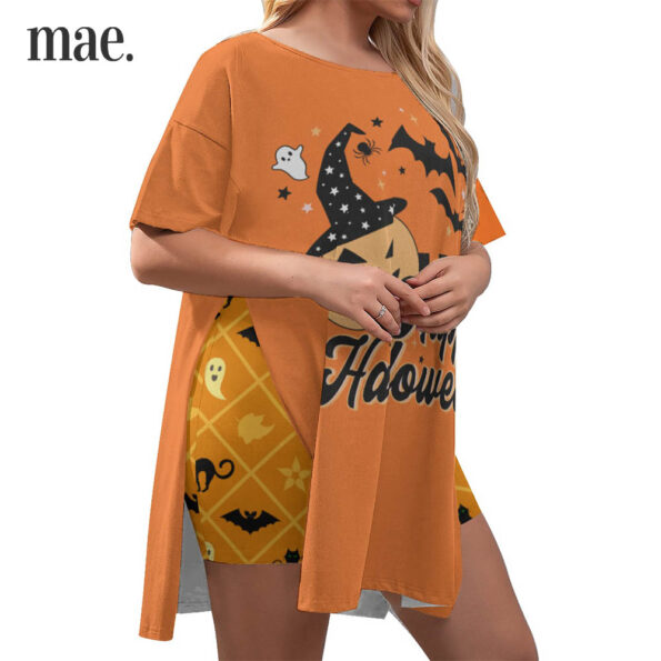 Happy Halloween Plus Size Women Orange Pajamas