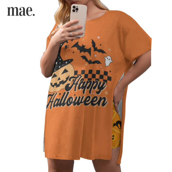 Happy Halloween Plus Size Women Orange Pajamas