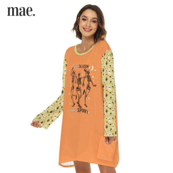 Happy Skeleton Loose Women's Orange Dress