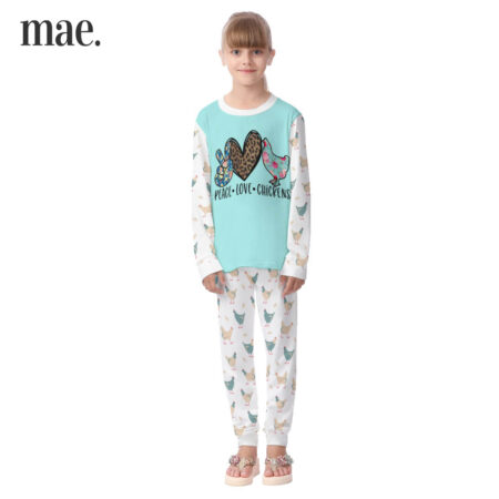 Peace Love Chicken Pajamas For Kids