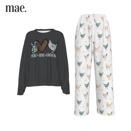 Peace Love Chicken Pajamas For Women