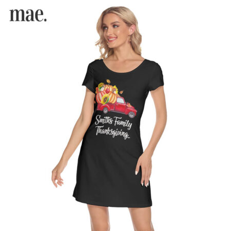 Thanksgiving Short Sleeve Women's Dress With Custom Name