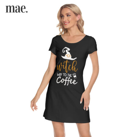 Witch Way To The Coffee Short Sleeve Dress