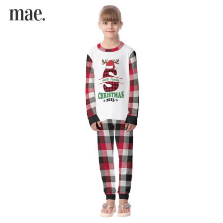 2023 Customized Monogram Plaid Christmas Matching Pajamas For Kids