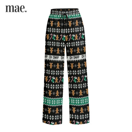 Oh Snap Cookies Long Wide Legs Holiday Christmas Pajama Pants