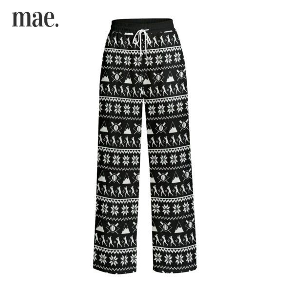 Baseball Black Christmas Pajamas Pants For Adults