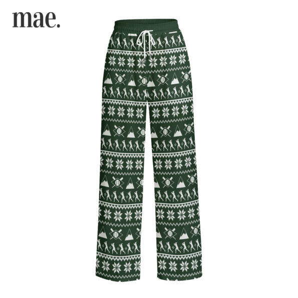 Baseball Green Christmas Pajamas Pants For Adults