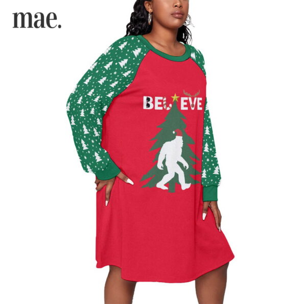 Believe Bigfoot Red And Green Plus Size Dress