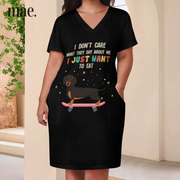 Black Dachshund Loose Dress For Women