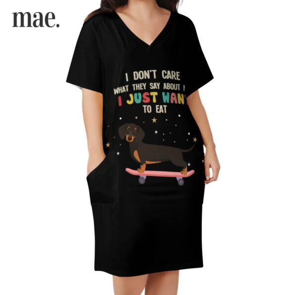 Black Dachshund Loose Dress For Women