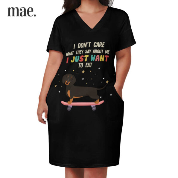 Black Dachshund Loose Dress For Women