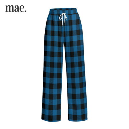 Classic Plaid Navy Wide Leg Pants