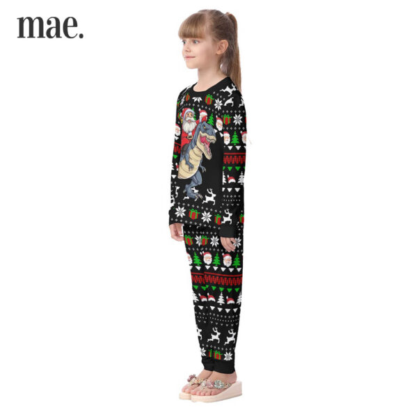 Cool Dinosaur Santa Ugly Matching Christmas PJs For Kids