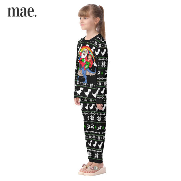 Cool Santa Dinosaur Kid's Long Sleeve Christmas PJs