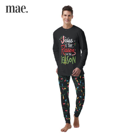 Jesus Season Mens Black Christmas Pajamas