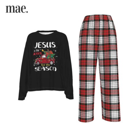 Jesus Truck Black Christmas Pajamas For Women