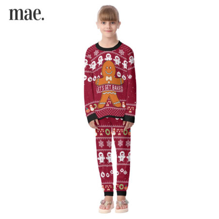 Cute Gingerbread Red Christmas Pajamas For Kid