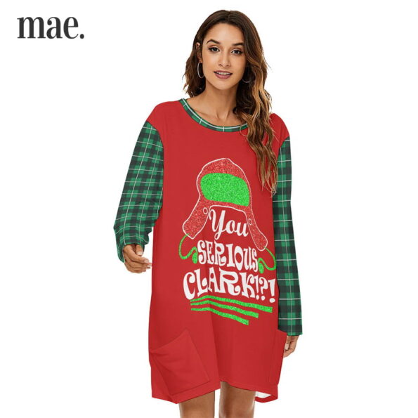 Red And Green Long Sleeve Christmas Vacation Dress