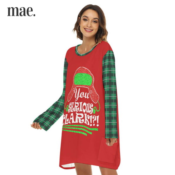 Red And Green Long Sleeve Christmas Vacation Dress