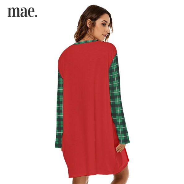 Red And Green Long Sleeve Christmas Vacation Dress