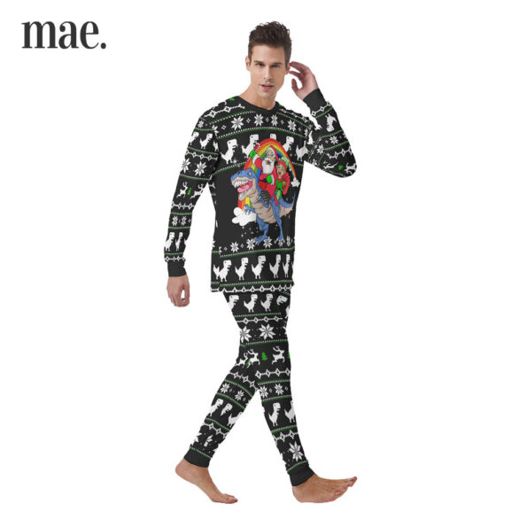 Unique Santa And Elf Riding Dino Matching Xmas Pajamas For Men