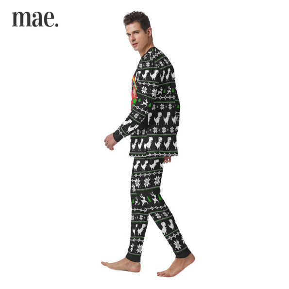 Unique Santa And Elf Riding Dino Matching Xmas Pajamas For Men