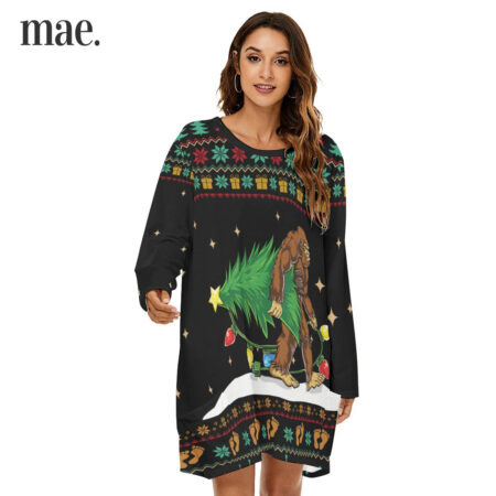 Bigfoot Merry Christmas Womens Dress