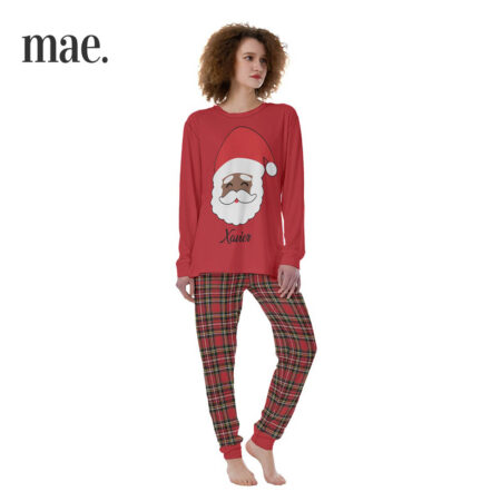 African American Santa Customized Womens Xmas Pajamas