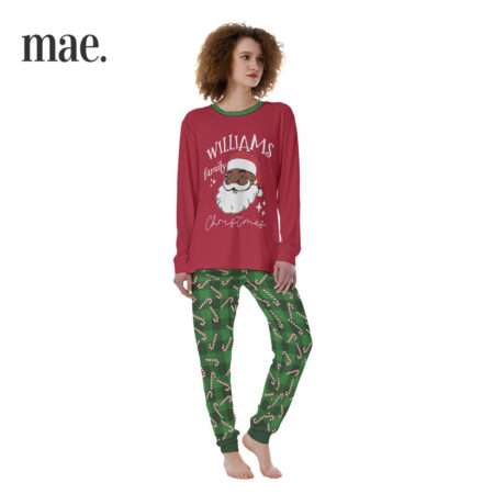 African American Santa Personalized Matching Christmas Pjs For Women