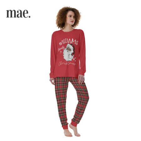 African American Santa Customized Women's Matching Christmas Pjs