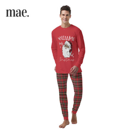 African American Santa Personalized Matching Family Mens Christmas Pajamas