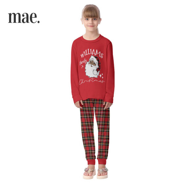 African American Santa Personalized Matching Kids Christmas Pajamas