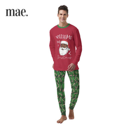 African American Santa Personalized Matching Mens Christmas Pajamas