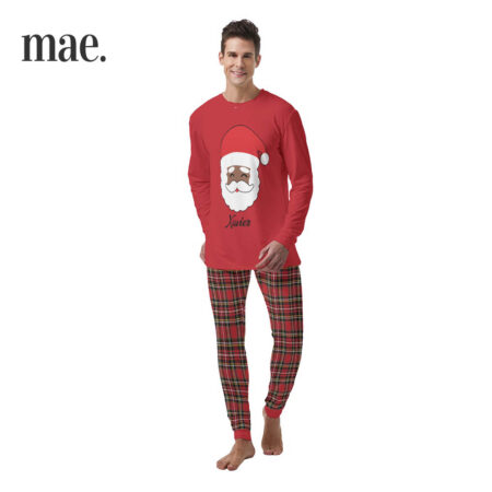 African American Santa Personalized Mens Christmas Pajama Set