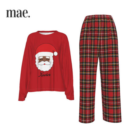 African American Santa Personalized Women Family Christmas Pajamas