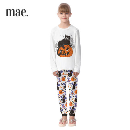 Black Cat Halloween Pajamas For Kids