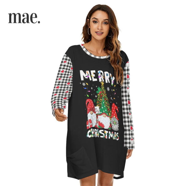 Black Gnomes Women's Christmas Pajamas Dress