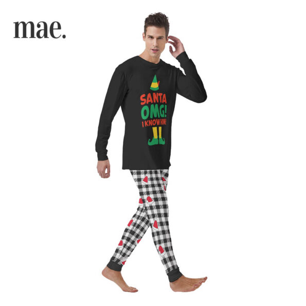 Black Mens Christmas Pajama Set Santa I Know Him