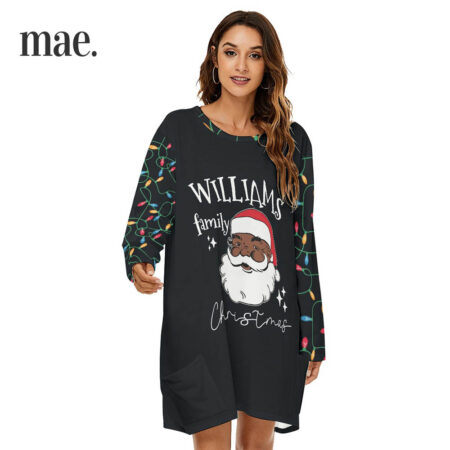 Black Santa Personalized Christmas Light Women's Dress