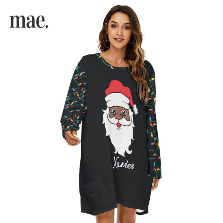 Black Santa Personalized Christmas Women's Dress