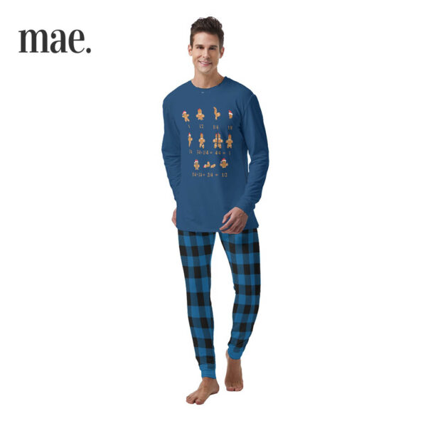 Blue Gingerbread Mens Pajama Set Christmas