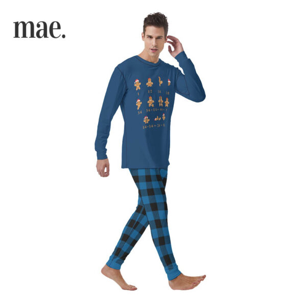 Blue Gingerbread Mens Pajama Set Christmas