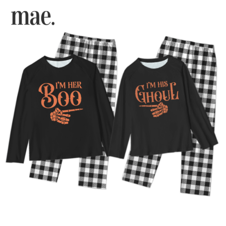 Boo Ghoul Funny Halloween Couple Black Pajamas