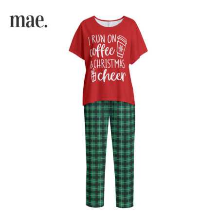 Cheer Christmas Pajama Set Womens Coffee