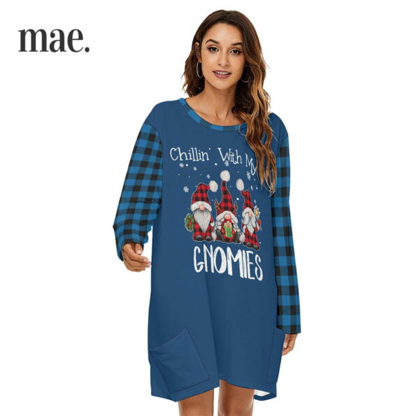 Chillin Gnomes Blue Women's Loose Dress