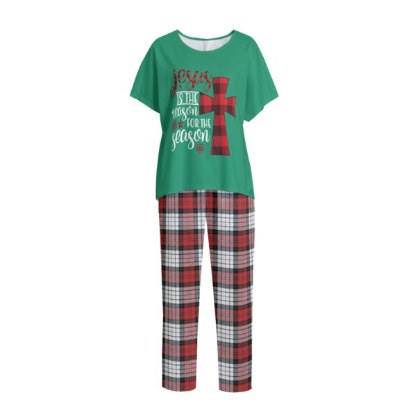 Christmas Jesus Green Short Sleeve Pajamas